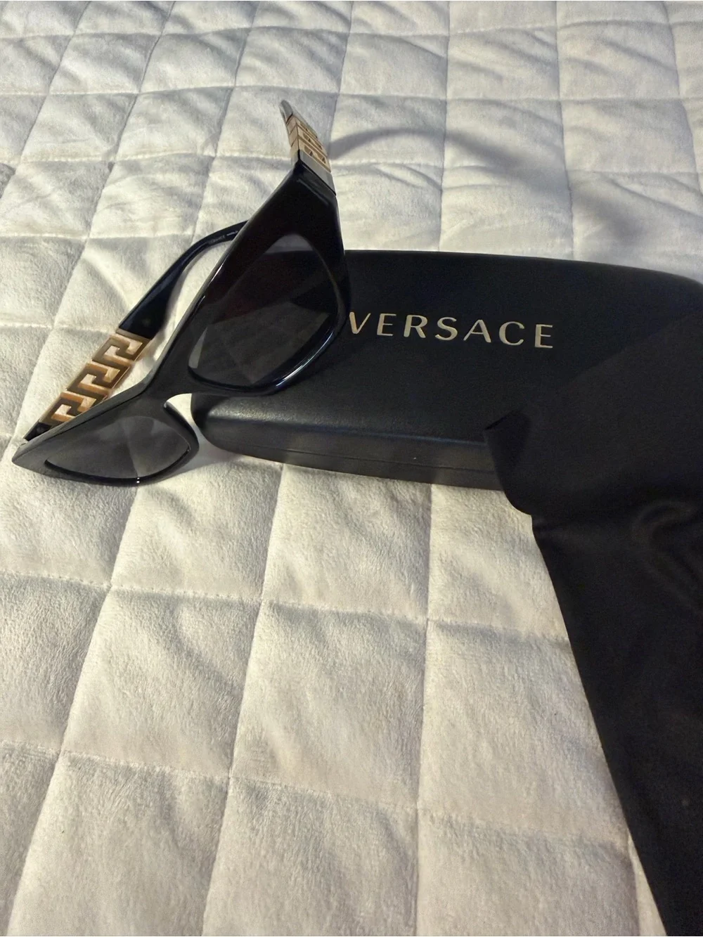 Versace Black Cat-Eye Sunglasses with Dark Lenses